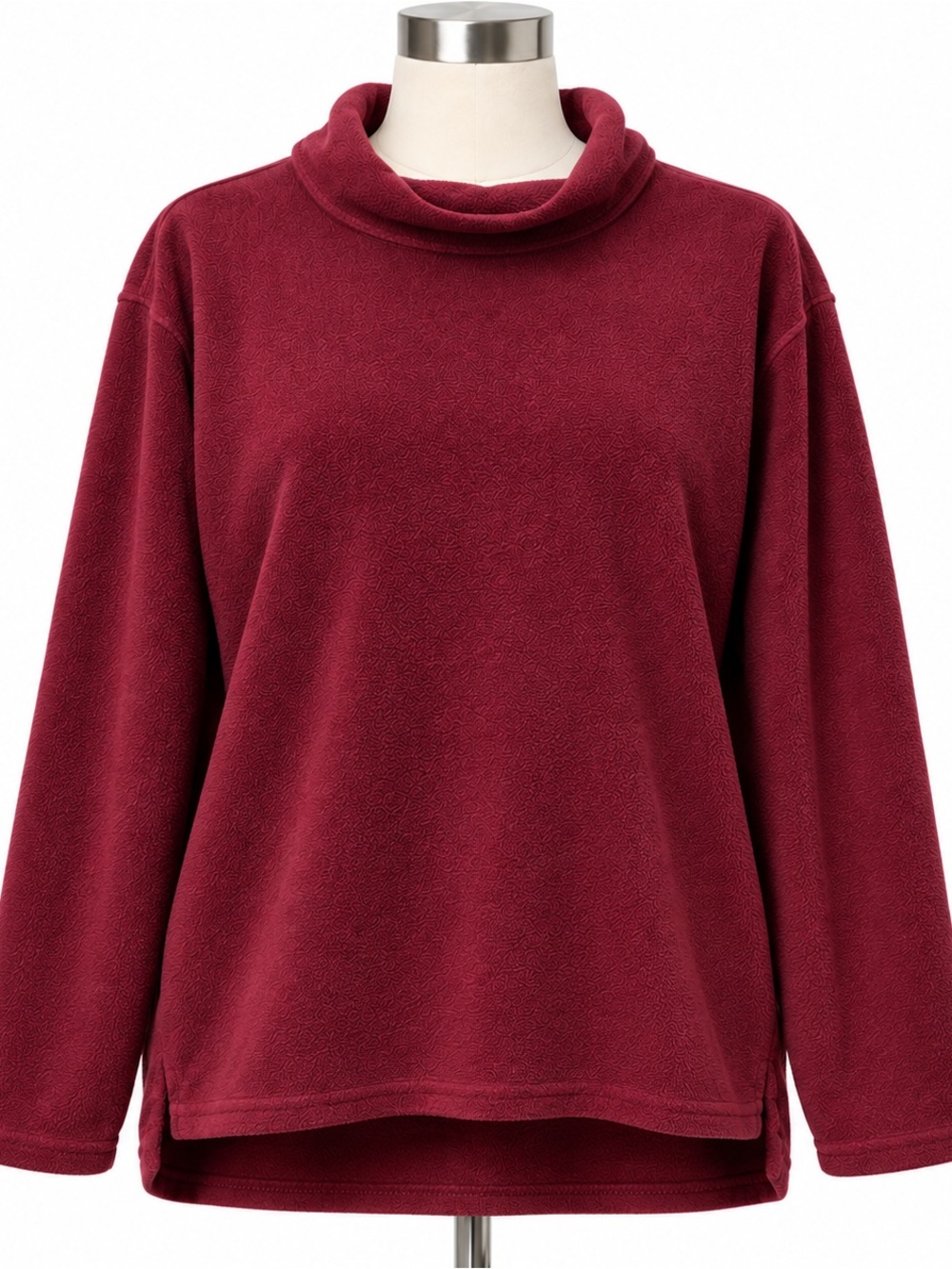 VTG Patagonia Women’s Fleece Mock Neck Pullover Burgundy Red L 3/4 Sleeve USA